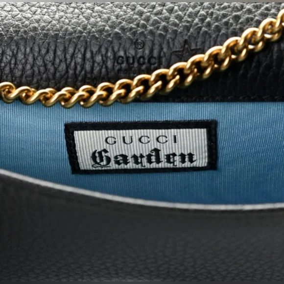 GUCCI Dollar Calfskin Garden Mystic Cat Chain Wallet in Black authentic new box - Picture 11 of 12